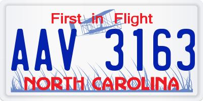NC license plate AAV3163
