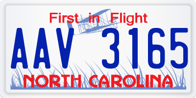 NC license plate AAV3165