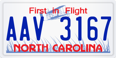 NC license plate AAV3167