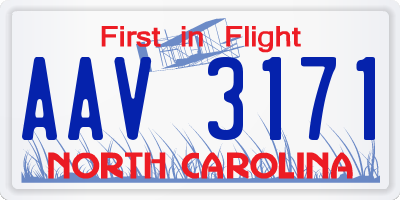NC license plate AAV3171