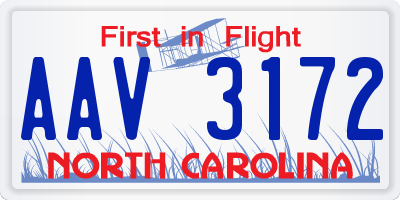 NC license plate AAV3172