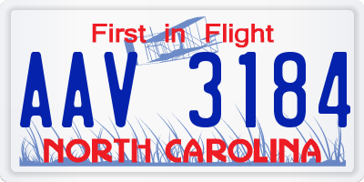 NC license plate AAV3184