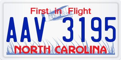 NC license plate AAV3195