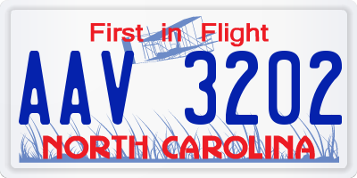 NC license plate AAV3202