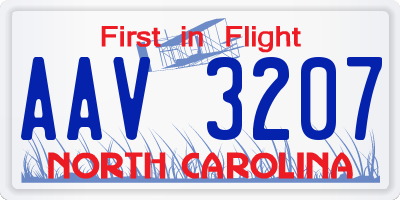 NC license plate AAV3207
