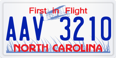 NC license plate AAV3210