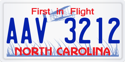 NC license plate AAV3212