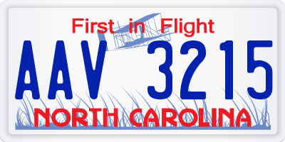 NC license plate AAV3215