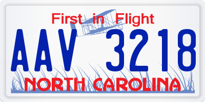 NC license plate AAV3218