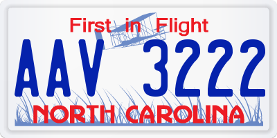 NC license plate AAV3222