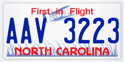 NC license plate AAV3223