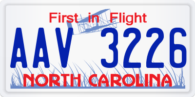 NC license plate AAV3226