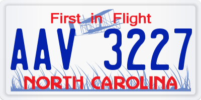 NC license plate AAV3227