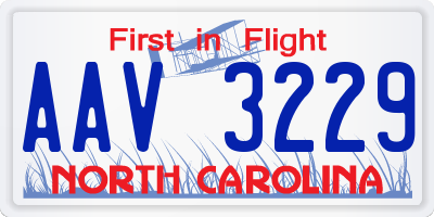 NC license plate AAV3229