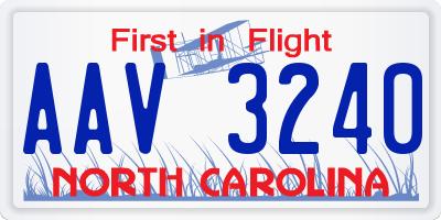 NC license plate AAV3240