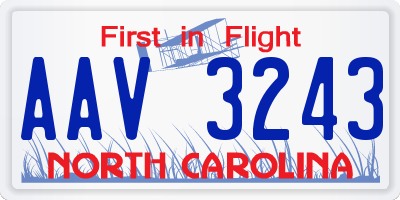 NC license plate AAV3243