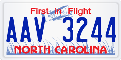 NC license plate AAV3244
