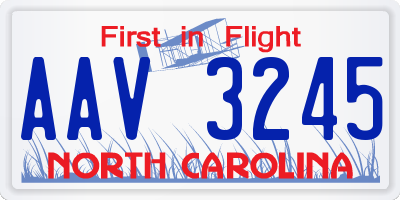 NC license plate AAV3245
