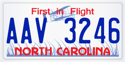 NC license plate AAV3246