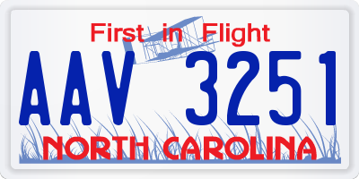 NC license plate AAV3251