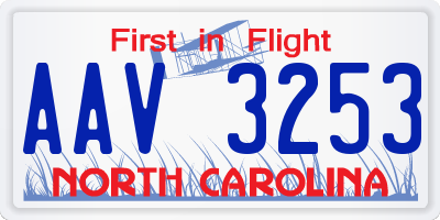 NC license plate AAV3253