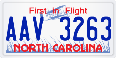 NC license plate AAV3263
