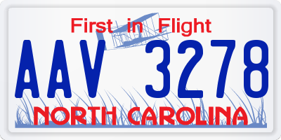 NC license plate AAV3278