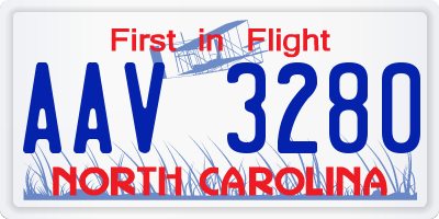 NC license plate AAV3280