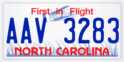 NC license plate AAV3283