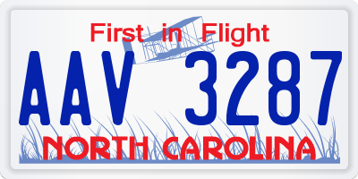 NC license plate AAV3287