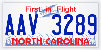 NC license plate AAV3289
