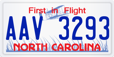 NC license plate AAV3293