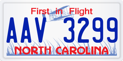 NC license plate AAV3299