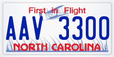 NC license plate AAV3300