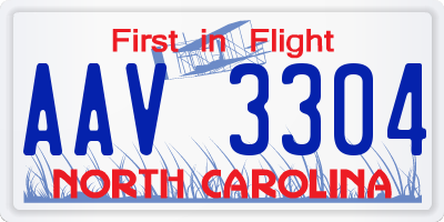 NC license plate AAV3304