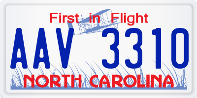 NC license plate AAV3310