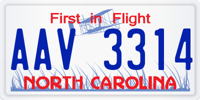 NC license plate AAV3314