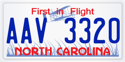 NC license plate AAV3320