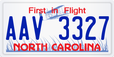 NC license plate AAV3327