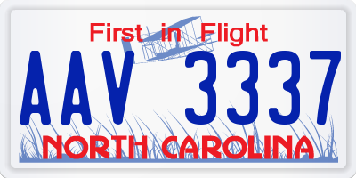 NC license plate AAV3337