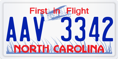 NC license plate AAV3342