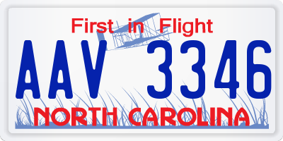 NC license plate AAV3346