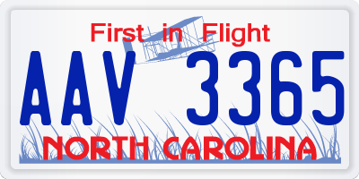 NC license plate AAV3365
