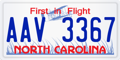 NC license plate AAV3367