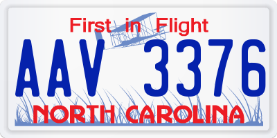NC license plate AAV3376