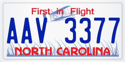 NC license plate AAV3377