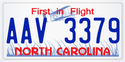 NC license plate AAV3379