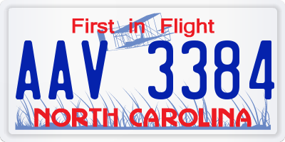 NC license plate AAV3384