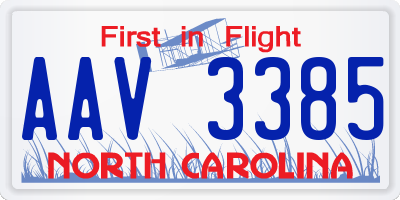 NC license plate AAV3385