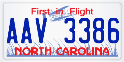 NC license plate AAV3386